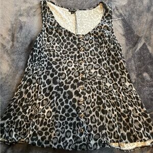 Cheetah Print Button-Up Tank Top